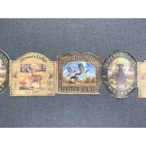 Hunter's Lodge Hunt Club Duck Blind Upland Game Deer Lab sign Wallpaper Border